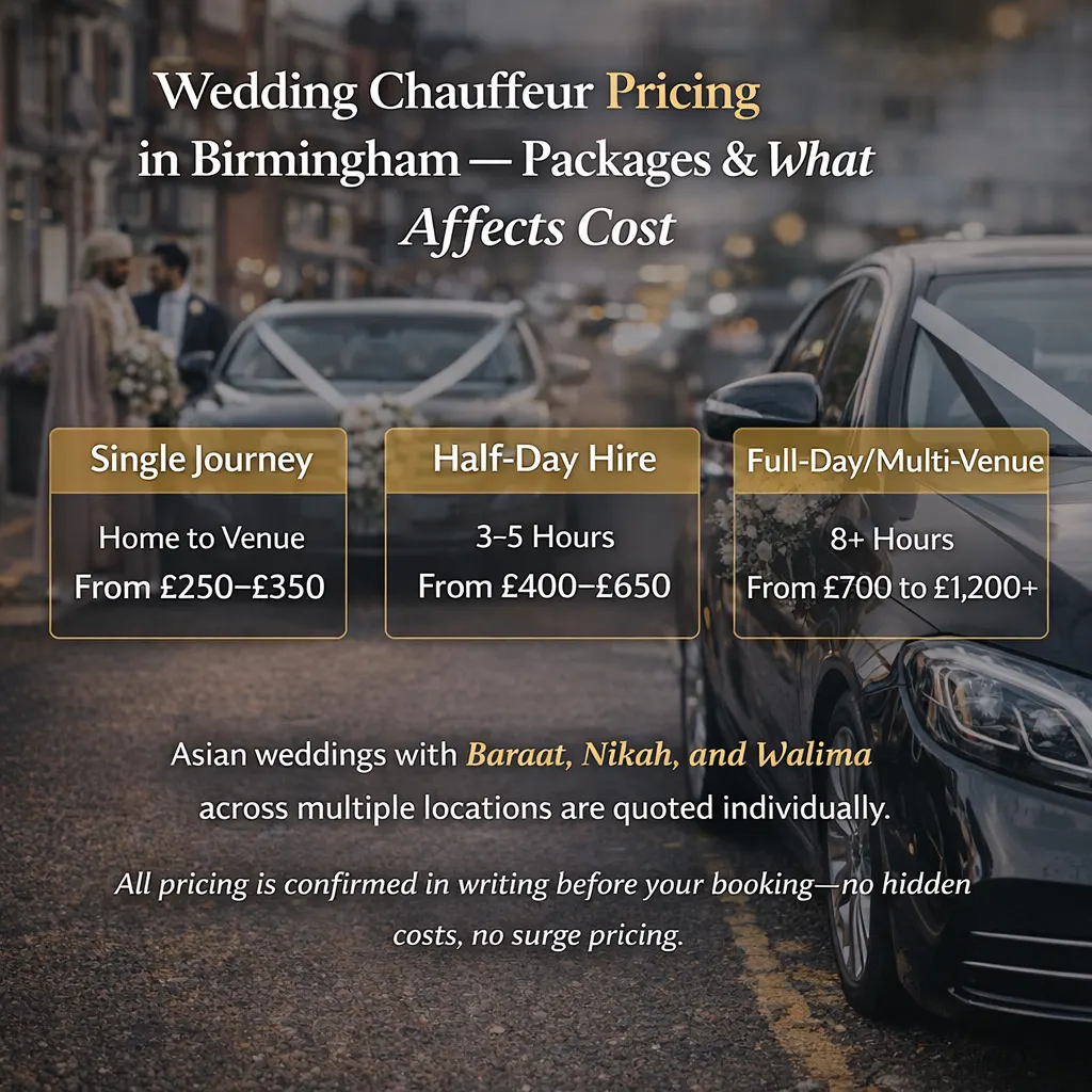 Wedding Chauffeur Birmingham 12 Wedding Chauffeur Pricing in Birmingham