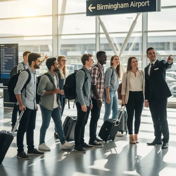 Birmingham Airport Chauffeur Service 6 Students Travelling Through Birmingham Airport